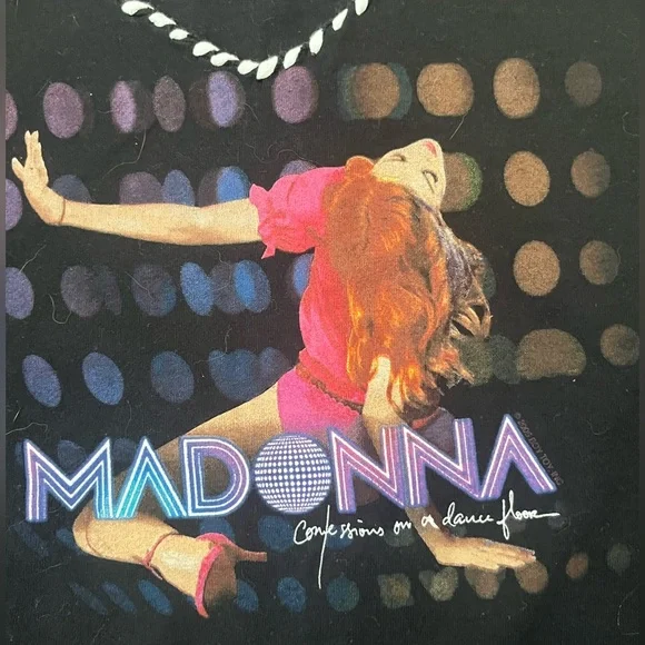 Women’s Custom Boutique MADONNA Black Tank Top T Shirt Size Medium - Picture 2 of 6